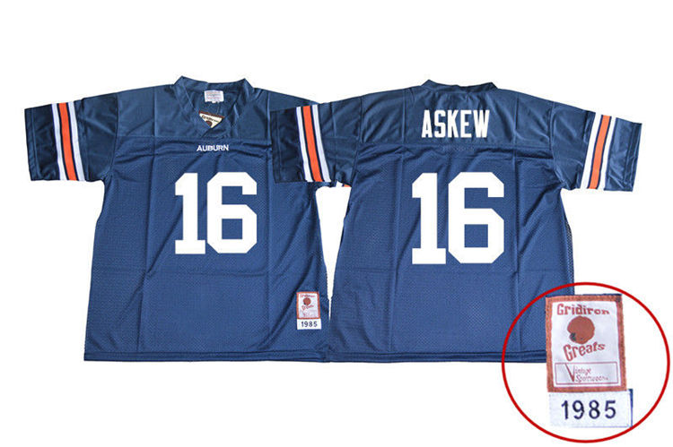 1985 Throwback Men #16 Malcolm Askew Auburn Tigers College Football Jerseys Sale-Navy - Click Image to Close